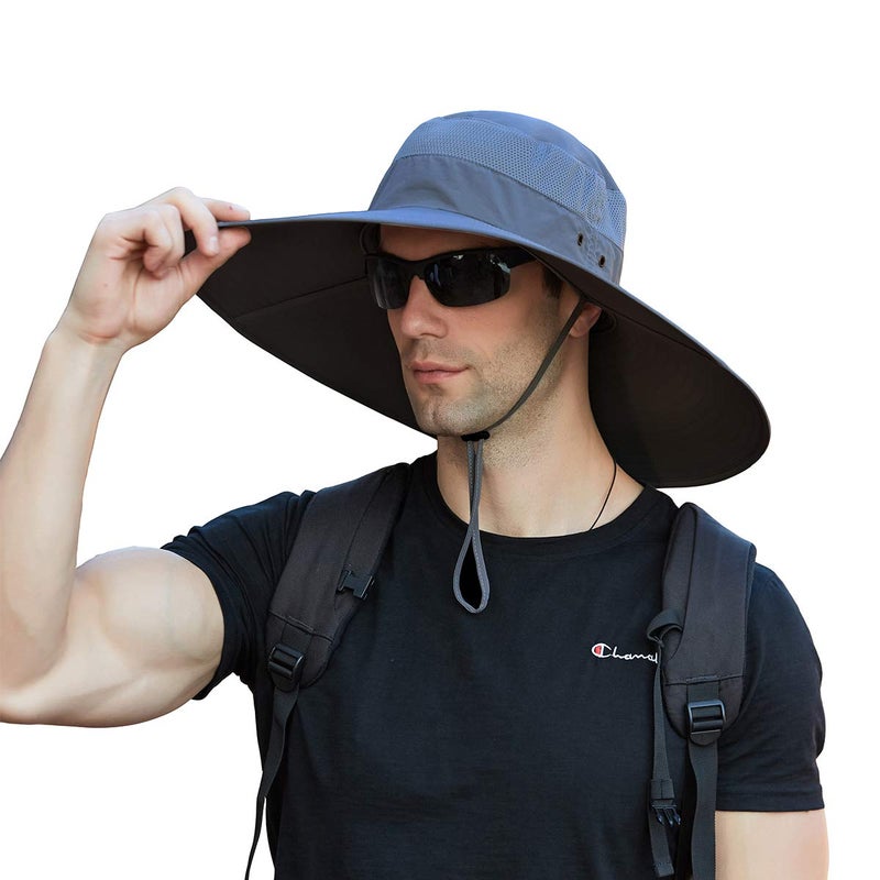 Leotruny Super Wide Brim Bucket Hat UPF50+ Waterproof Sun Hat for Fishing Hiking Camping (C05-Gray) - Image 1